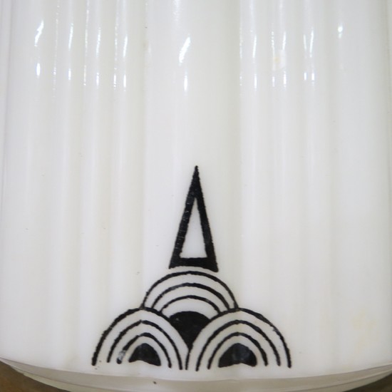 One American Art Deco Geometric Milkglass Pendant Light
